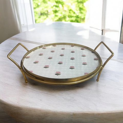 Round Metal Dessert & Snack Stand Platter - Lotus Buti