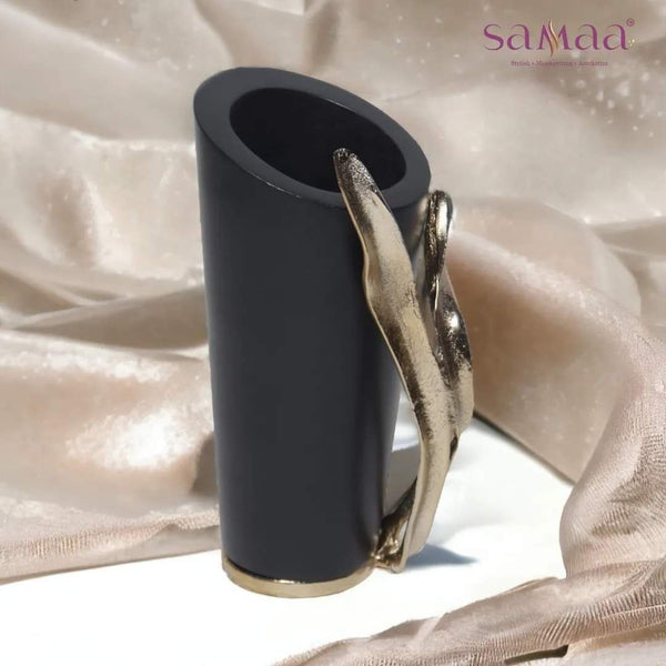 Samaa India Luxury Black and Gold Vase with Artistic Handle