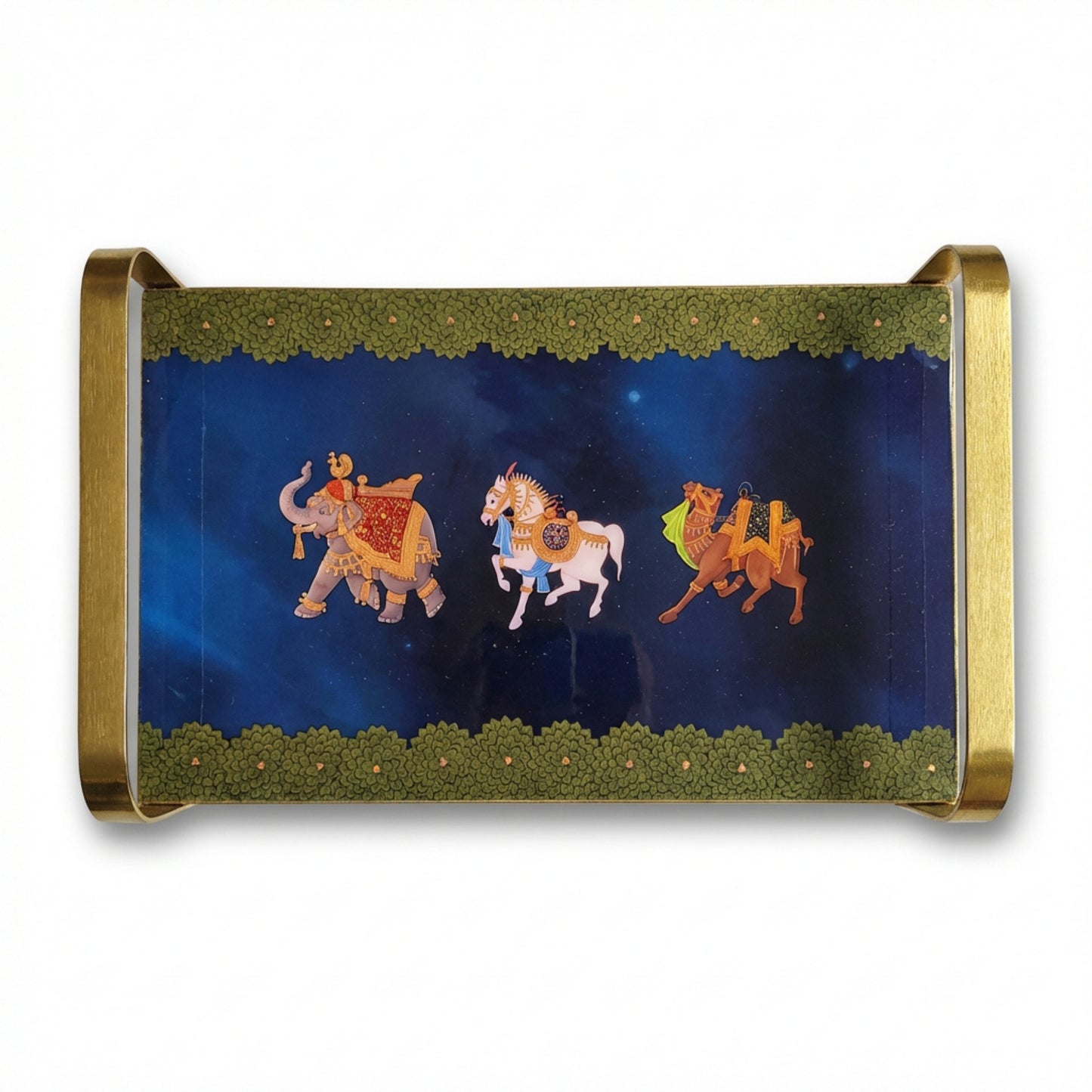 Modern Khatiya Tray Platter - Blue Royalty